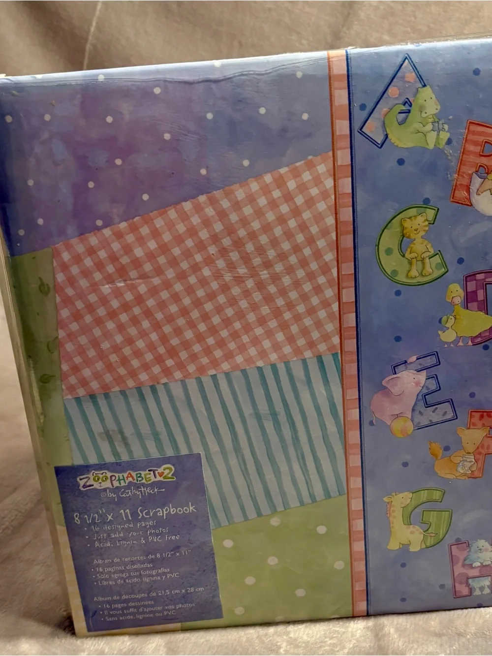 Zoophabetz Blue & Pastel Patterned Scrapbook Memort Album by Cathy Peel New